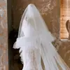 Velo Fluffy tipo Nube de una Sola Capa Estilo Francés con Encaje de Perlas para Vestido de Novia, Adecuado para Fotografía de Viaje, Etéreo y tipo Hada, para Exportación y Comercio Transfronterizo