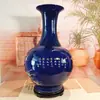 Vaso de Cerâmica Jingdezhen, Novo Estilo Chinês, Brocado Azul Profundo, Futuro Auspicioso, Ornamento de Chão, Armário de TV da Sala de Estar, Decoração de Entrada
