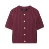 Outono 2024 Moda Nova Gola Redonda Malha Manga Curta Cardigan Cross-border Amazon Feminino D6150833