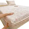 Juego de sábanas de tres piezas, engrosado y estampado, con acabado de terciopelo de leche tridimensional, adecuado para dormitorios de estudiantes, tamaño individual, protector de colchón de 1.5m