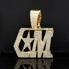 Collar Europeo y Americano Transfronterizo Más Vendido con Letra cm, Colgante de Aleación Hip-Hop Personalizado con Diamantes Completos, Collar de Cadena Cubana, Pulsera