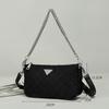 Bolso Bandolera Nuevo 2023 para Mujer Moda Europea y Americana Pequeño Aroma Tela Oxford Casual Diamante Mahjong Bolso de Hombro para Debajo del Brazo