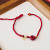 Pulsera de Cinabrio de Alto Contenido de Mineral en Bruto Natural para Mujer Tejida a Mano con Cuerda Roja Cuentas Transportadoras Arena Dorada Púrpura Pulsera de Cuerda Roja para Pareja