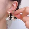Pendientes de Perla Francesa de Albaricoque Sansheng Moda Elegante Versátil Hoja de Ginkgo Hebilla para la Oreja Lujo Ligero Accesorios para la Oreja de Alta Gama
