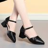 Zapatos de Mamá, Nuevo Estilo Verano 2025, Suela Suave, Sandalias Cómodas de Trabajo para Mujer, Punta Cerrada, Correa Única, Zapatos Huecos Negros de Una Sola Correa