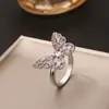 Anillo de Mariposa Amor Nuevo Transfronterizo Completo de Diamante para Mujer Anillo de Zirconia de Color Abierto Ajustable de Gama Alta Venta al por Mayor