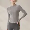 Chamarra larga de manga larga para mujer, corte ajustado, para Pilates y yoga, adecuada para otoño e invierno, ideal para correr, ciclismo, actividades al aire libre y fitness, con efecto adelgazante