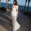 Lindo Vestido para Fotografia de Viagem, Estilo Férias na Beira-Mar, Vestido Tubinho de Renda Transparente, Design Estiloso, Caimento Justo, Elegante Vestido Longo