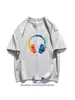Camiseta de Manga Corta Estampada de Nicho con Diseño de Marca de Moda para Hombre, Nuevo Estilo de Verano, Holgada, Casual, Versátil, Estilo Pareja, Moderno