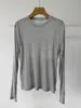 Camiseta com Toque de Pele Macia NudeLyocell, Seda, Lã Gola Redonda Manga Longa Camisa Base para Mulheres, 26 Outono Cor Sólida Top