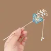 Pasador de Pelo con Mariposa de Pedrería Estilo Antiguo, Borla, Pasador de Gama Alta, Pasador de Moda Estilo Chino Dinastía Han para Mujeres