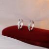 Aguja de plata de ley S925 de alta calidad, aretes de aro con lazo para mujer, elegantes y sencillos, estilo frío, nueva moda 2023