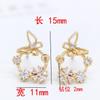 Accesorios de joyería DIY, pendientes de circonita con microincrustaciones de oro real de 14 quilates chapados en cobre puro, pendientes con patrón de aguja de plata 925, venta al por mayor