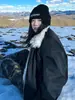 Abrigo de Algodón Grueso con Cuello de Piel Sintética de Lobo Estilo High Street Americano para Hombre en Invierno, Holgado y de Gama Alta, Cálido, Corto y Ancho