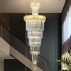 Luminária de Escada Duplex Lustre Longo Villa Piso Suspenso de Teto a Teto Lustre de Cristal Rotativo Iluminação Residencial Luxo Escada Lustre