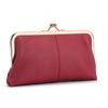 Bolso de mano largo con clip de moda simple de cuero genuino, nueva billetera de piel de vaca de primera capa, bolso de almacenamiento dorado con boca, gran capacidad