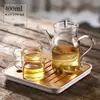 Bule para uso doméstico com filtro, bule estilo Song antigo, conjunto de chá, máquina de chá, transparente com tampa, alça colorida, bule pequeno de mão
