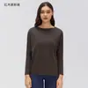 Top de yoga de manga larga para mujer para otoño, camiseta deportiva holgada y transpirable, ropa para correr y fitness, cubierta D26132