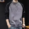 Sudadera redonda con relieve tridimensional estilo americano para hombre, nuevo modelo primavera/otoño, corte holgado, retro americano, versátil, bloques de color, manga larga