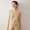 Suéter de Cachemira Estilo Retro Espiga Cuello Redondo 2025 Otoño e Invierno Nuevo Top de Punto Pulóver Versátil para Mujer