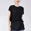 Camiseta Feminina Solta de Manga Curta Leve Respirável Manga Morcego Miyake Plus Size Cobertura Corporal Versátil Top Plissado