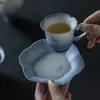Taza de Café Púrpura Degradado Pintada a Mano con Mariposa, Taza de Té Creativa de Gama Alta, Taza Individual de Alta Estética