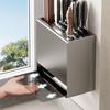 Estante de Almacenamiento para Cuchillos Estante Gris Pistola para Cuchillos de Cocina Estante de Encimera Jaula para Palillos Estante de Almacenamiento Integrado para Cuchillos Jaula de Pared para Palillos Soporte para Cuchillos