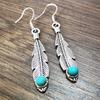 Rongyu 2020 - Nuevos pendientes de plumas turquesas retro de estilo europeo y americano, chapados en plata S925, fabricante de pendientes largos