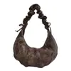 Bolso de Hombro Grande de Croissant Perezoso Estilo Coreano 2026 Nuevo Plegado Estampado de Leopardo Moda Bolso de Mano para Viajes
