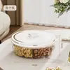 Bandeja de Frutas tipo Prensa con Acabado de Alta Gama para Uso Doméstico, Mesa de Café de Sala de Estar con Almacenamiento Compartimentado, Caja de Frutos Secos con Tapa, Caja de Almacenamiento de Plástico