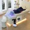 Cama de Shampoo para Terapia Capilar LED de Luxo Leve, Cama Integrada com Circulação de Água e Vaporização para Salão de Beleza, Cama de Fisioterapia Totalmente Reclinável para Lavar o Cabelo