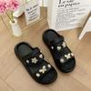 Nueva Llegada Pantuflas Metálicas de Mariposa y Flor para Mujer Verano Moda Exterior Zapatos con Agujeros Sandalias Romanas Planas y Pantuflas para Mujer con Suela Suave de Moda