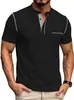 Marca independiente Europea y Americana para hombre talla pequeña sarga bloques de color casual deportivo talla extra cuello Henry transpirable secado rápido manga corta camisa polo