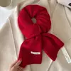 Cachecol K-Style de Lã Angorá Vermelho Clássico 100% para Mulheres no Outono e Inverno Quente Estudante Casal Cachecol Tricô de Cor Pura