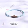 Pulsera de cuerda de cuero rojo cuerda trenzada cuentas para hombre y mujer cuerda trenzada microfibra diy cuentas de transferencia negras cuerda de mano cuerda roja