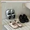 Xshx Retro Ballet|Zapatos de Princesa para Niñas con Punta Dividida Sintética Mary Jane Zapatos de Cuero para Primavera y Verano con Moño y Suela de Goma Brillante