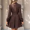 Vestido camisero de temperamento para mujer 2026 estilo nuevo con falda corta, cordones en la cintura, lunares, transfronterizo de TikTok Europa y América