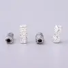 Plata Esterlina S925 Cacahuete Martillado Nafu Cuentas Espaciadoras Cilíndricas Sólidas Cuentas Sueltas Rectas Retro Accesorios para Pulseras de Cristal DIY