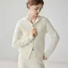 Nuevo Otoño/Invierno 35% Cachemir Punto de Panal con Capucha Doble Cremallera Color Sólido Versátil Casual Commute Cárdigan de Punto de Manga Larga