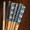 Palillos Japoneses Estampados Retro Palillos de Bambú Antideslizantes de Moda Palillos a Prueba de Moho Palillos para Cocina Casera Vajilla al por Mayor