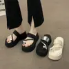 Sandalias Populares con Suela Gruesa para Aumentar la Altura y Pedrería para Mujer, para Uso al Aire Libre, Nueva Moda Verano 2026 Sandalias Slip-On