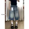 Pantalones Vaqueros Anchos Cortos Estilo Americano para Mujer, Novedad Otoño Talla Grande Sueltos Adelgazantes para Figura de Pera Pantalones Cortos Rectos