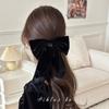 Horquilla de terciopelo coreano de alta calidad con lazo de terciopelo negro, horquilla para el pelo, horquilla de media anilla, horquilla para otoño e invierno.