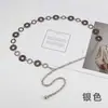 Corrente de Cintura Estilo Étnico Retrô Acessórios Femininos Decorativos Corrente para Saia de Praia Círculo Prateado Cinto Simples Versátil para Meninas