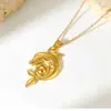 Collar Colgante Exclusivo de Acero Inoxidable Transfronterizo Moda Europea y Americana para Mujer Cadena de Suéter 18K Joyería Versátil de Moda Venta al por Mayor