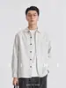 Também, camisa de manga comprida listrada vertical, outono de 2026 masculina, corte solto, ombro caído, com bolso, color block, camisa casual para usar por cima