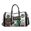 Bolsa de Viagem Couro PU Viagem de Negócios Portátil Bagagem de Viagem de Avião Bolsa Transversal Esportiva Bolsa de Mão Rebite Emblema Bolsa Fitness