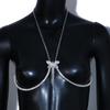 Cadena para el cuerpo con borlas de diamantes de imitación brillantes para mujer, soporte para el pecho, cadena para el cuerpo con borde cruzado