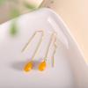 Pendientes de Mujer de Moda con Forma de Lágrima de Cera de Abeja, Pendientes Largos Elegantes de Plata S925 con Baño de Oro