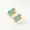Aretes Cuadrados Turquesa Azul Estilo Francés, Lujo Ligero, Diseño de Nicho Exquisito y Único, Aretes de Alta Gama con un Aspecto Versátil y Elegante